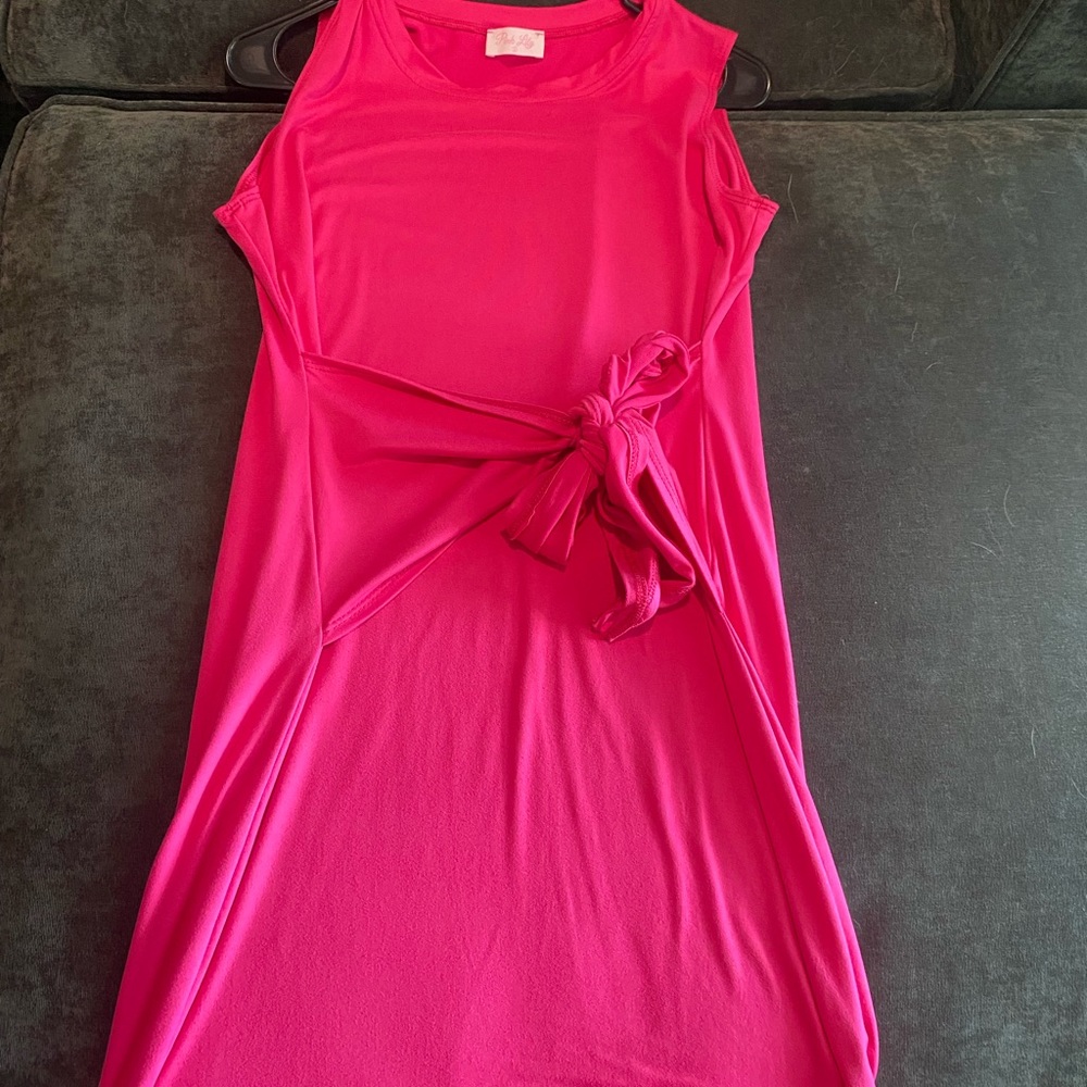 Women’s Hot Pink Short Cotton Dress. Pink Lily Boutique. Size Large. EUC.